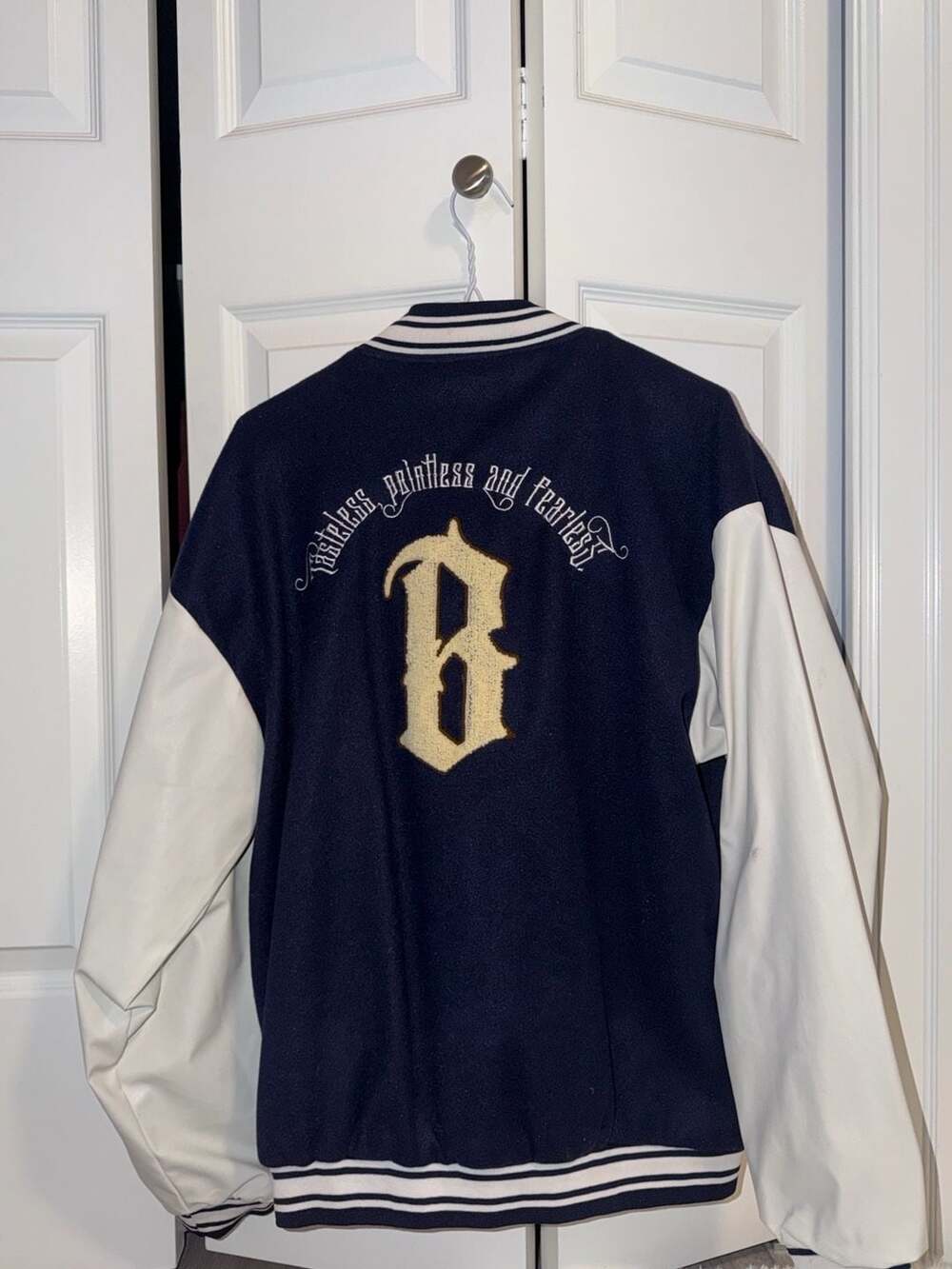 Fashion Varsity Jacket Blue White Letterman Embroidered
